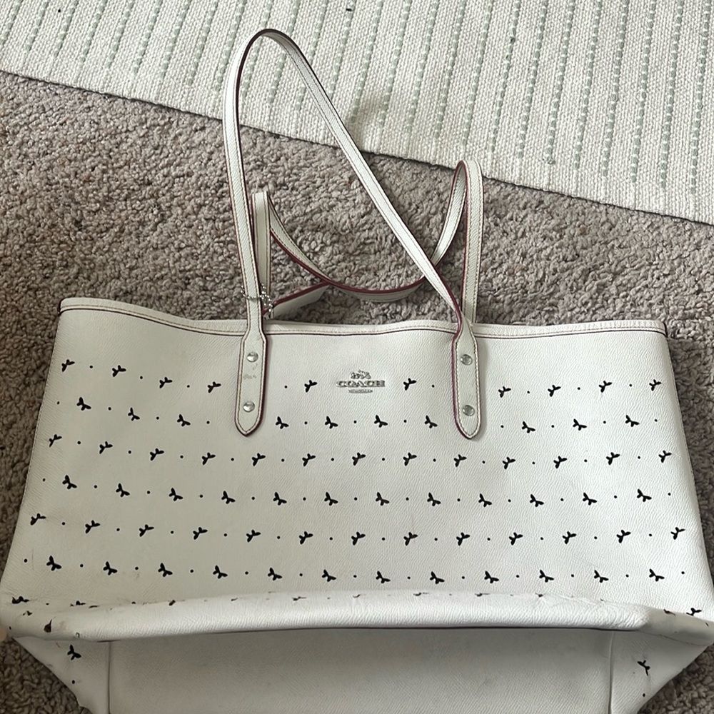 Coach white laser cut tote